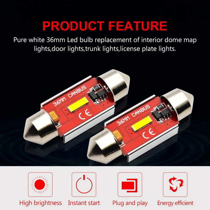 Safego 2 шт. гирлянда 36 мм Светодиодная лампа C5W супер яркая 1 1860 SMD Canbus без ошибок