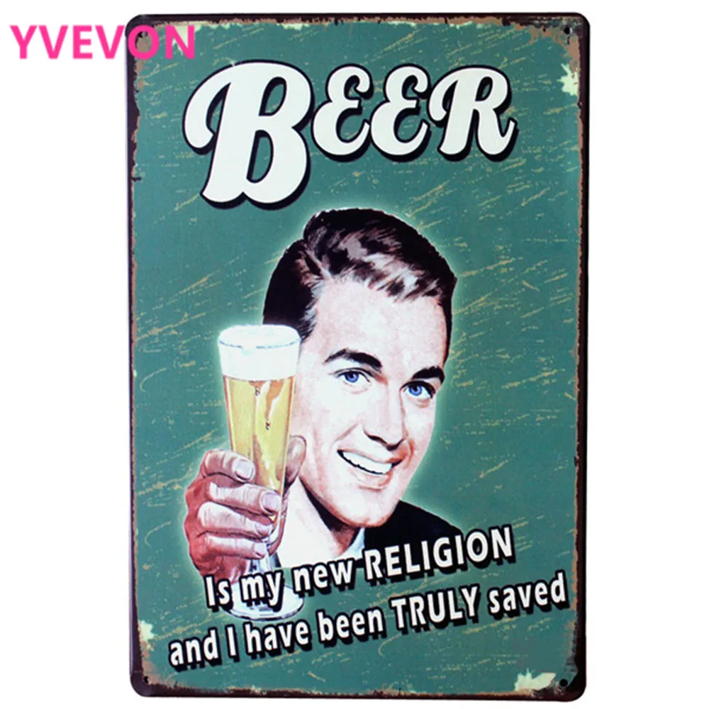 Buy BEER IS RELIGION Retro Tin Sign DRINK Beverage