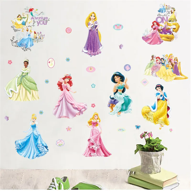 Сказка девушка наклейки на стену постер с принцессой DIY съемные детские наклейки на стены декор Детская комната Детская Фреска декоративное искусство