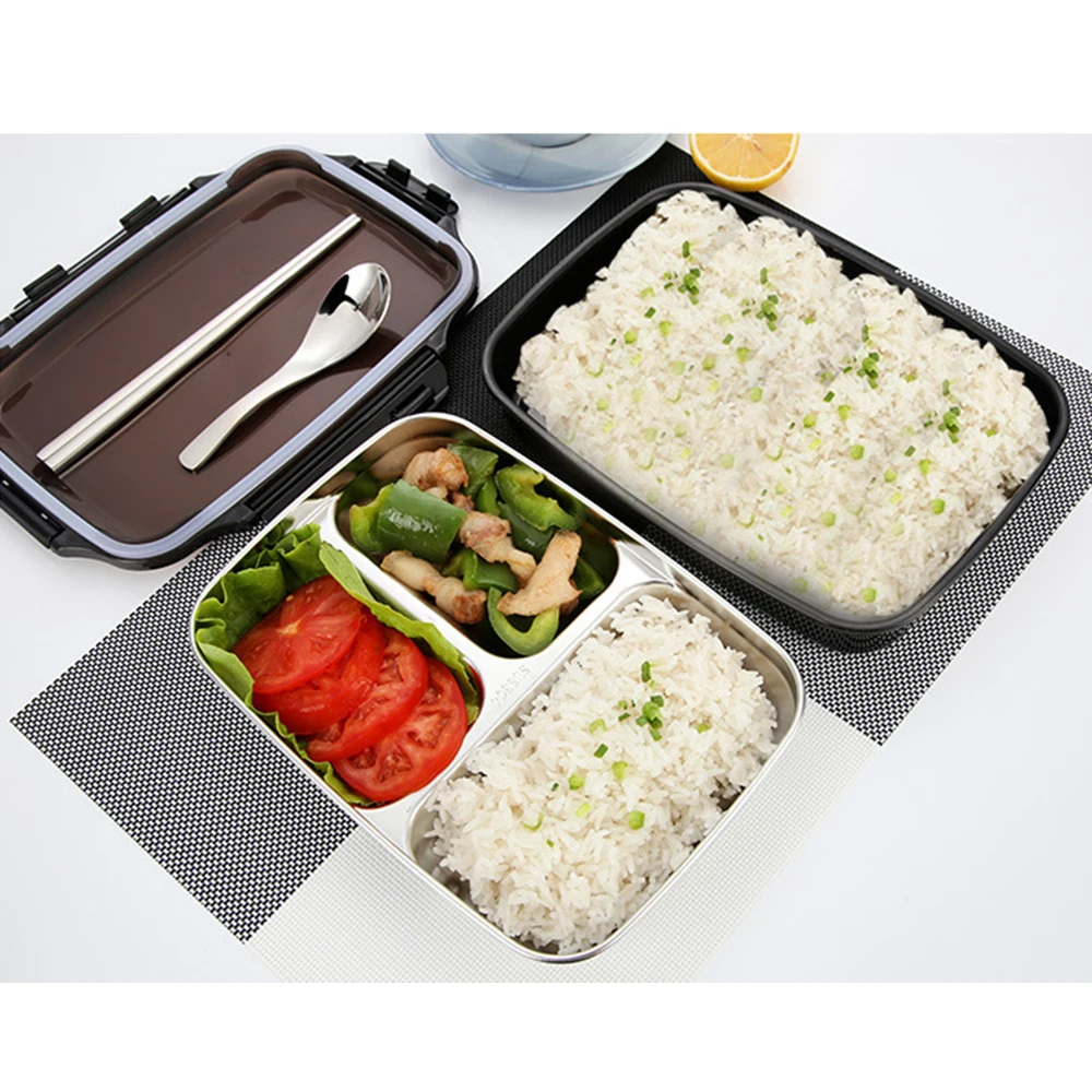 New Stainless Steel Portable Thermal Insulated Lunch Box Bento Food