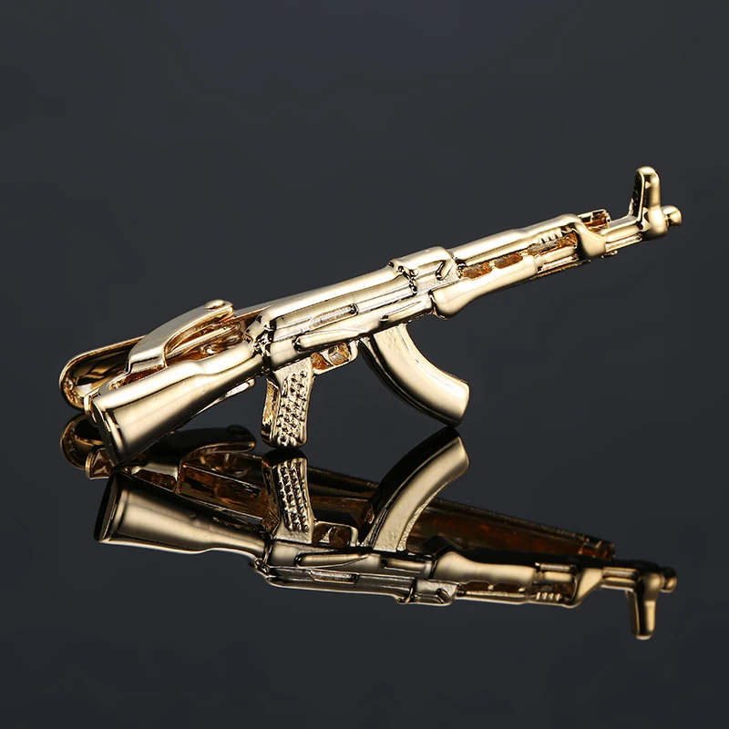 New Machine Gun Shape Men Tie Clip Bar Necktie Pin Clasp Clamp pistol