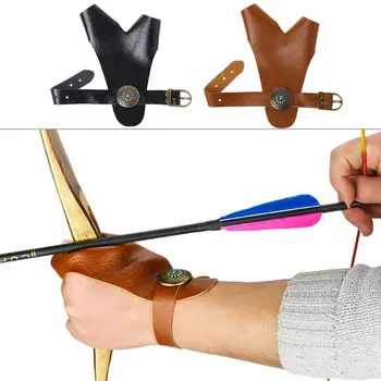 

Archery Finger Guard Shooting Hunting Faux Leather Hand Protector Compound Bow Arrow Protection Supplies