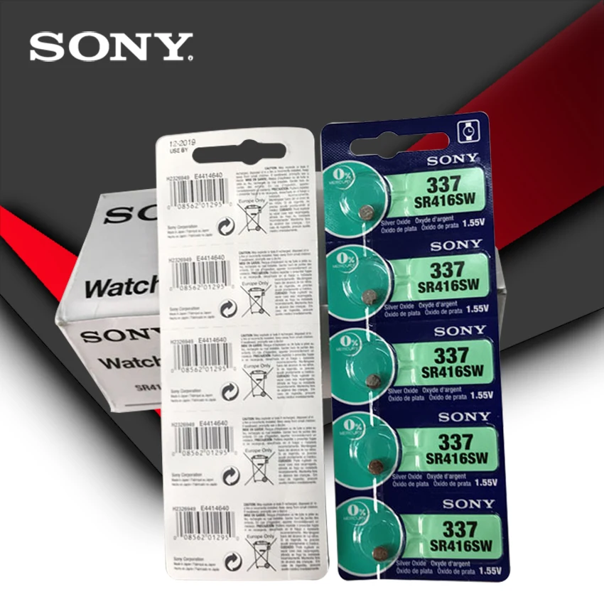 

200pcs Sony 100% Original 337 SR416SW 1.55V Silver Oxide Watch Battery SR416SW 337 Button Coin Cell MADE IN JAPAN