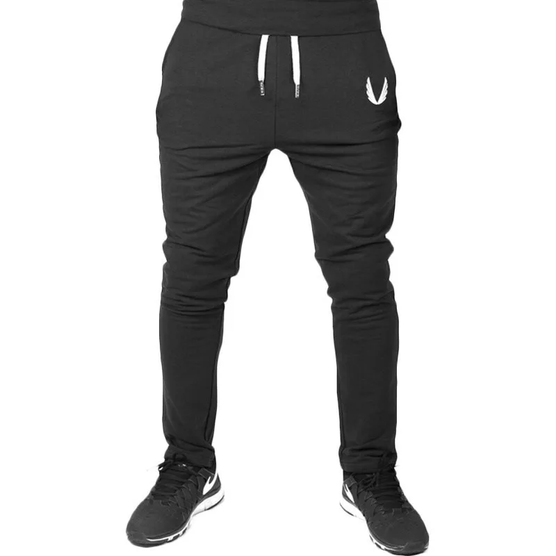 Vomint cotton men's jogging sportswear pants casual stretch cotton men's fitness pants tight sports pants trousers - Цвет: Black