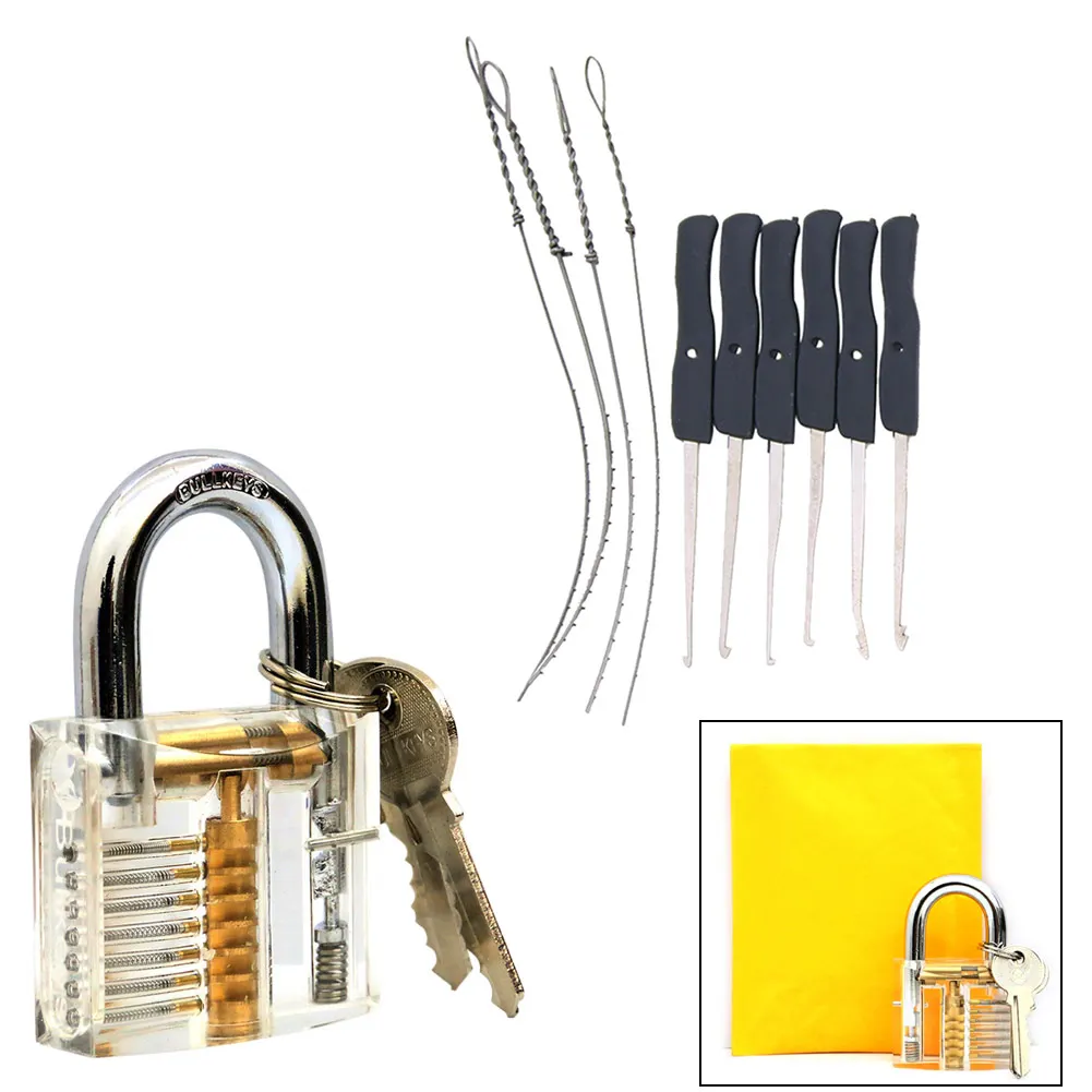Locksmith Tool Transparent Visible Pick Cutaway Practice Padlock Lock W