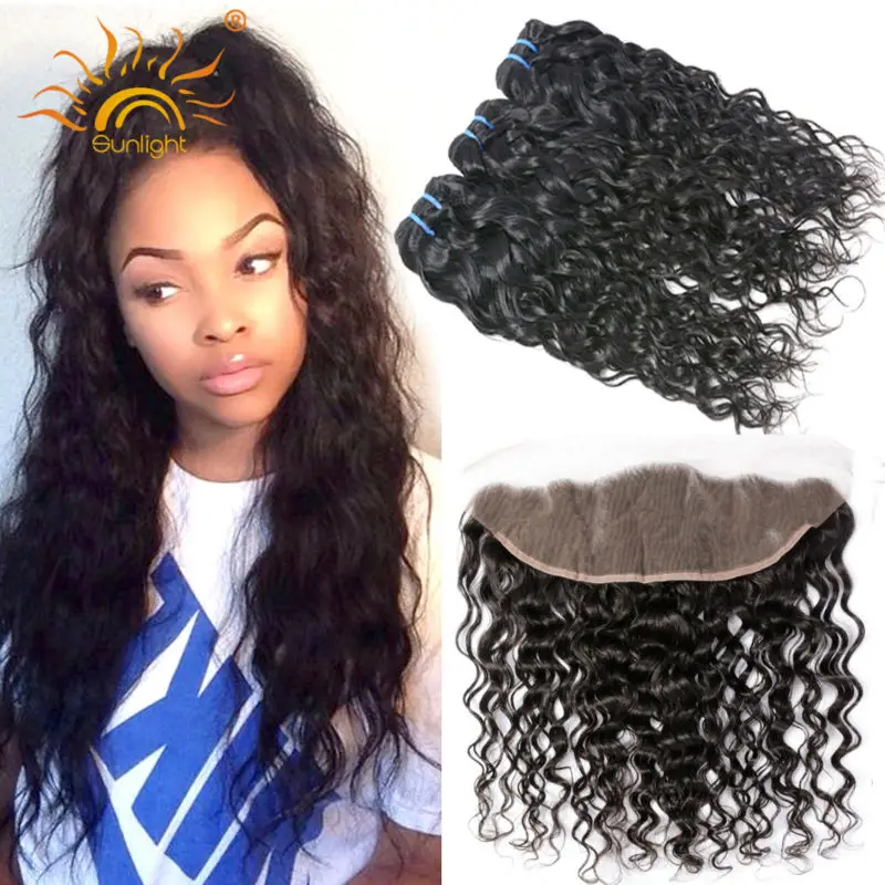 Brazilian Water Wave Virgin Hair With Closure Wet And Wavy Virgin Brazilian Hair With Closure Lace Frontal Closure With Bundles