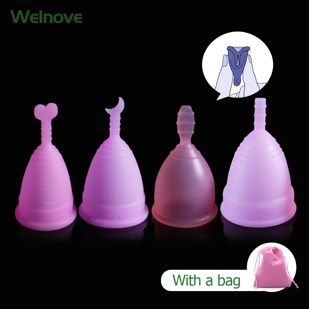 

4pcs Female Menstrual Cup - Recommended Period Cup Includes Flannel bag - Purple - Leak Free Guaranteed D1052