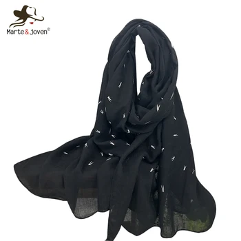 

Marte&Joven Simple Small Character Print Solid Color Women Long Shawls Scarf Cheap Ladies Ultra Soft Winter Black Scarves Stoles