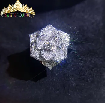 

Wedding 100% Moissanite Diamond Ring Genuine 18K 750 White Gold D color VVS MO-002 Have a certificate