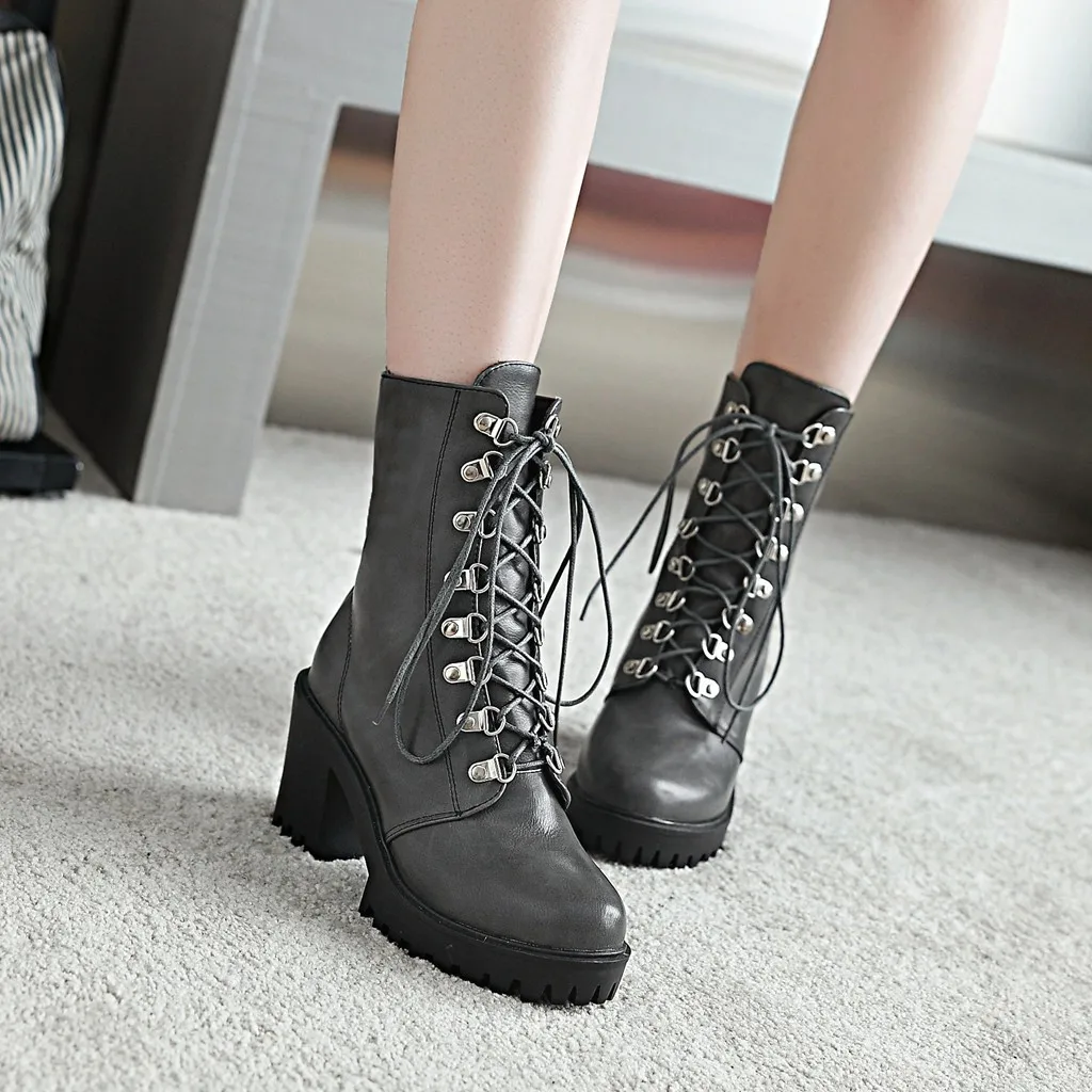 women's vintage lace up boots european