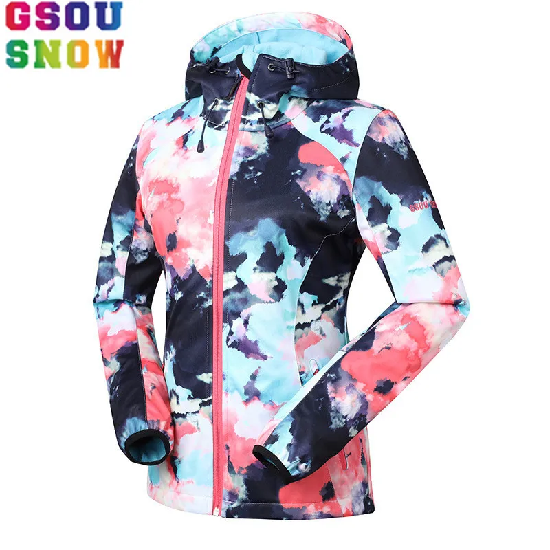 

GSOU SNOW Brand Softshell Women Waterproof Jacket Windbreaker Hunting Fishing Cycling Skiing Windproof Female Outdoor Jacket