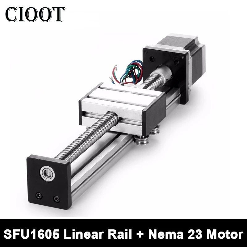 CNC SFU1605 Threaded Rod Linear Guide Rail With Motor And Ball Screw Linear Motion Module Table + Nema23 Stepper Motor