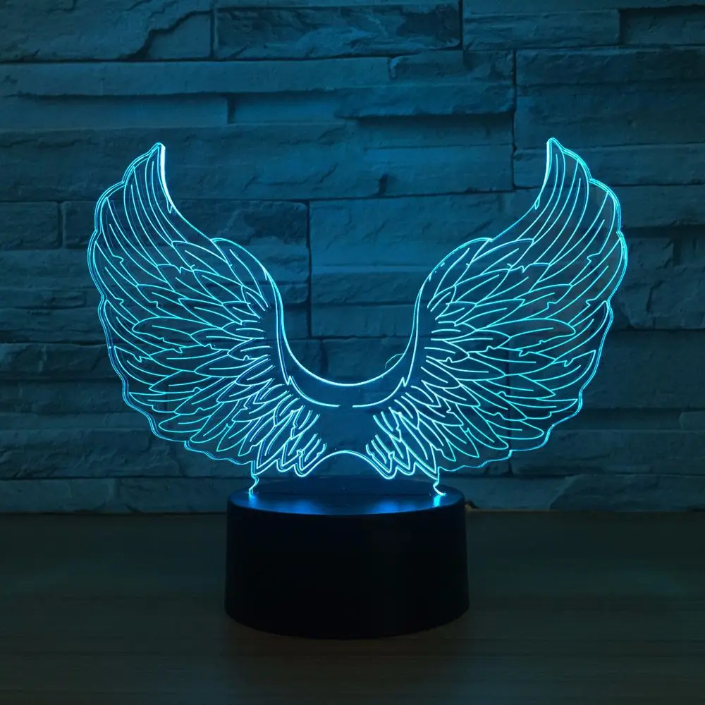 Ночник светодиодный 3d светильник Angel Wings с Usb 7 цветов|Ночники| |