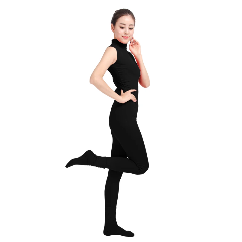 Ensnovo женские танцевальные костюмы одежда для гимнастики и танцев спандекс вторая кожа костюм комбинезон трико черный Unitard лосины для йоги