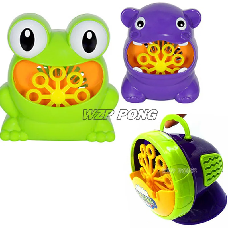 

New Cute Frog Hippo Automatic Bubble Machine Outdoor Toy Electronic Automatic Soap Bubbles Plastic Bubble Machine Kids Gift