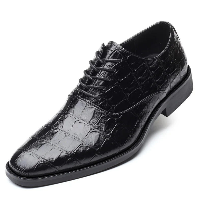Misalwa/Классические мужские свадебные туфли из искусственной кожи, мужские туфли с острым носком, на шнуровке, деловые модельные туфли - Цвет: Black