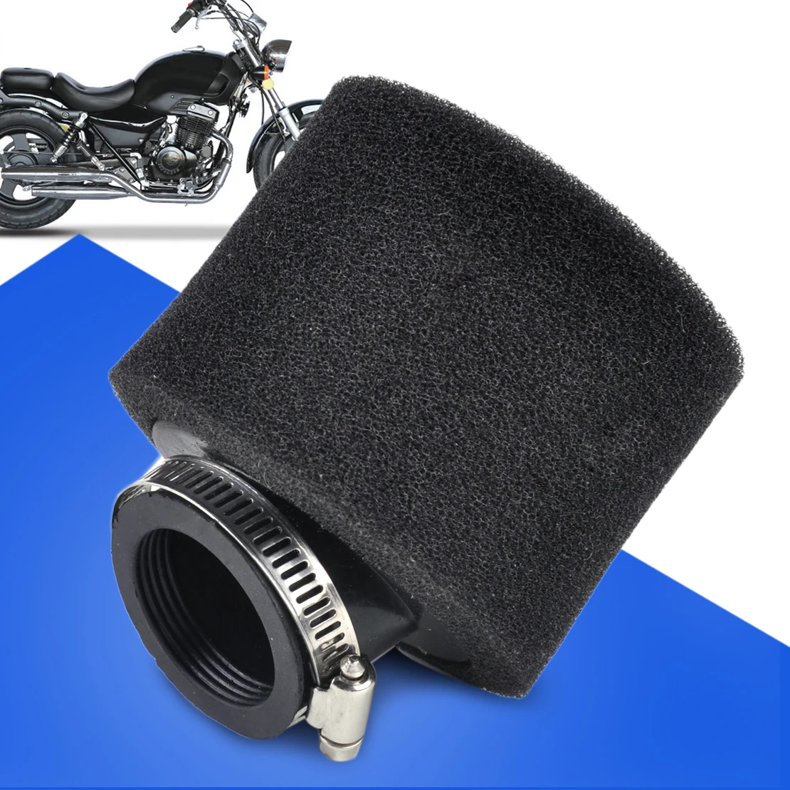 beler 38mm Double Dual Foam Air Filter Cleaner Angled With Clamp Fit