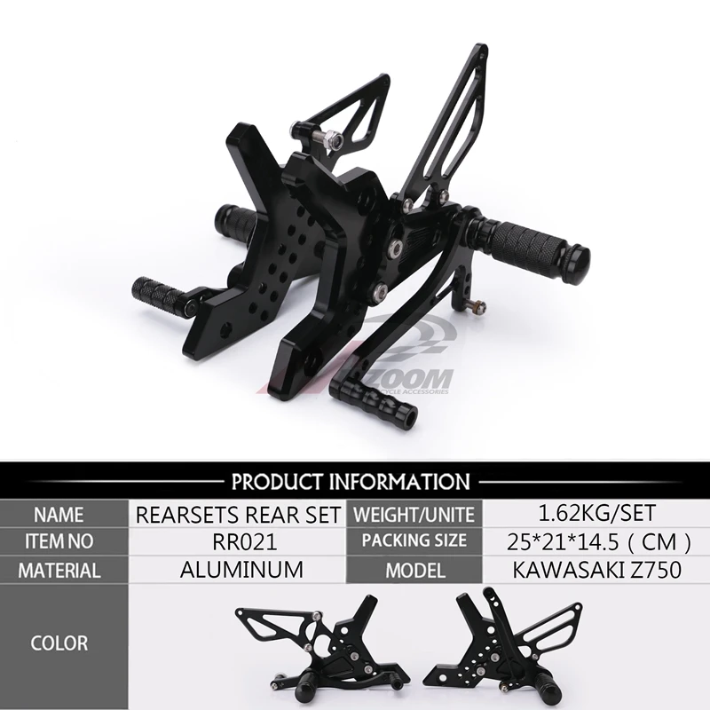 Задний комплект для мотоцикла с ЧПУ, Алюминиевые Регулируемые подножки, подножки, подножки для KAWASAKI Z750 2004 2005 2006, мотоциклы