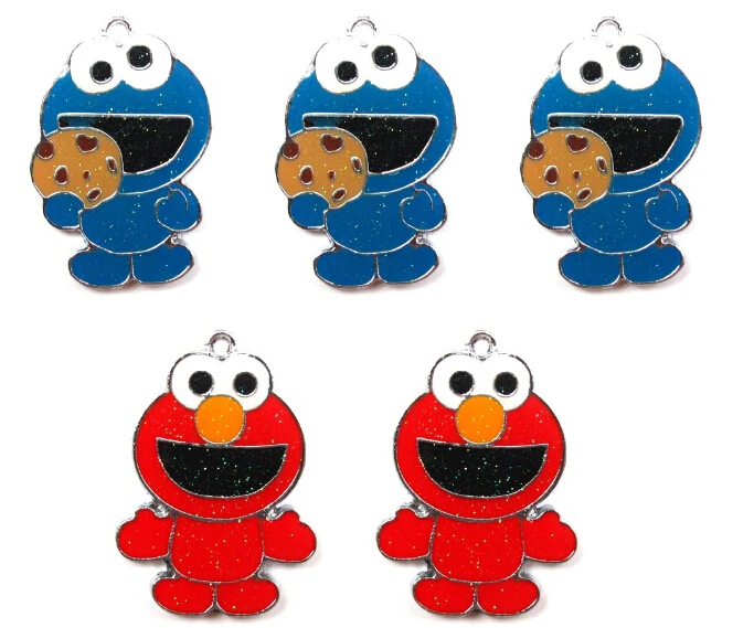 

New lot 10Pcs Popular cartoon anime blue red Necklace Key chain earrings Metal Charm Pendants Jewelry Making