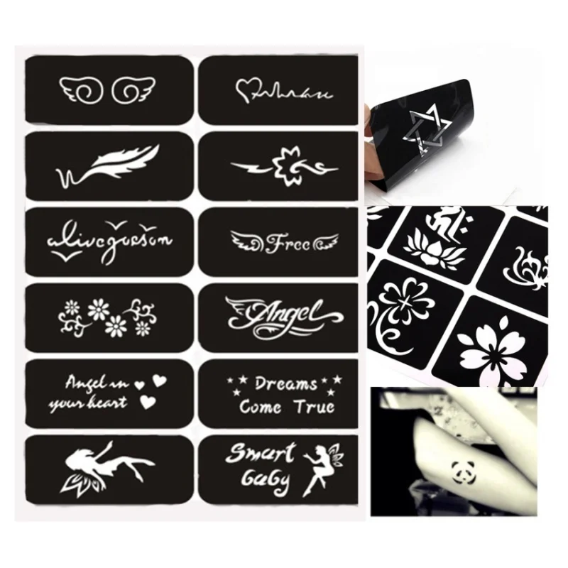 

Glitter Tattoo Stencils Temporary Body Face Nail Art Airbrush Painting Template random delivery