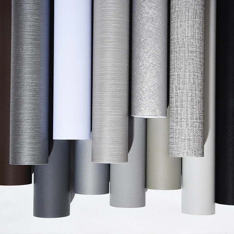 Us 1249 10 Di Scontoauto Adesivo Carta Da Parati Impermeabile Puro Grigio Camera Da Letto Soggiorno Di Lino Carta Da Parati Della Parete Di