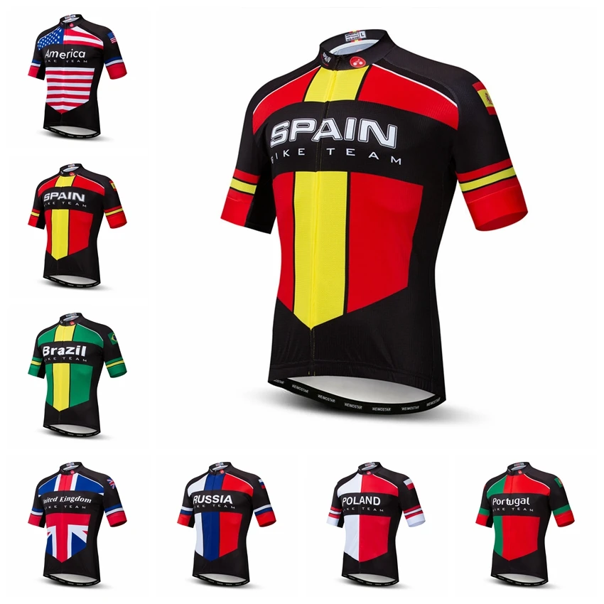 

2019 Weimostar Cycling Jersey men Bike Jerseys road MTB bicycle Clothing sportswear maillot Racing tops shirts Spain brazil red