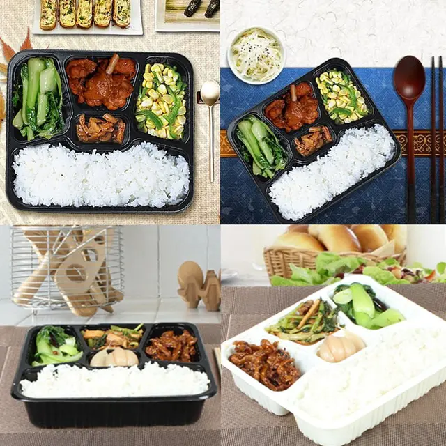 10 шт./компл. едой преп контейнеры Еда хранения Bento Box 5 отсеков Ланчбокс Крышки microwavable Офис ужин поле