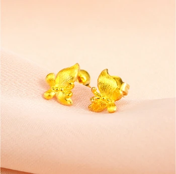 

Authentic Solid 24k Yellow Gold Earrings/ Lucky Butterfly Earring Stud 2.23g