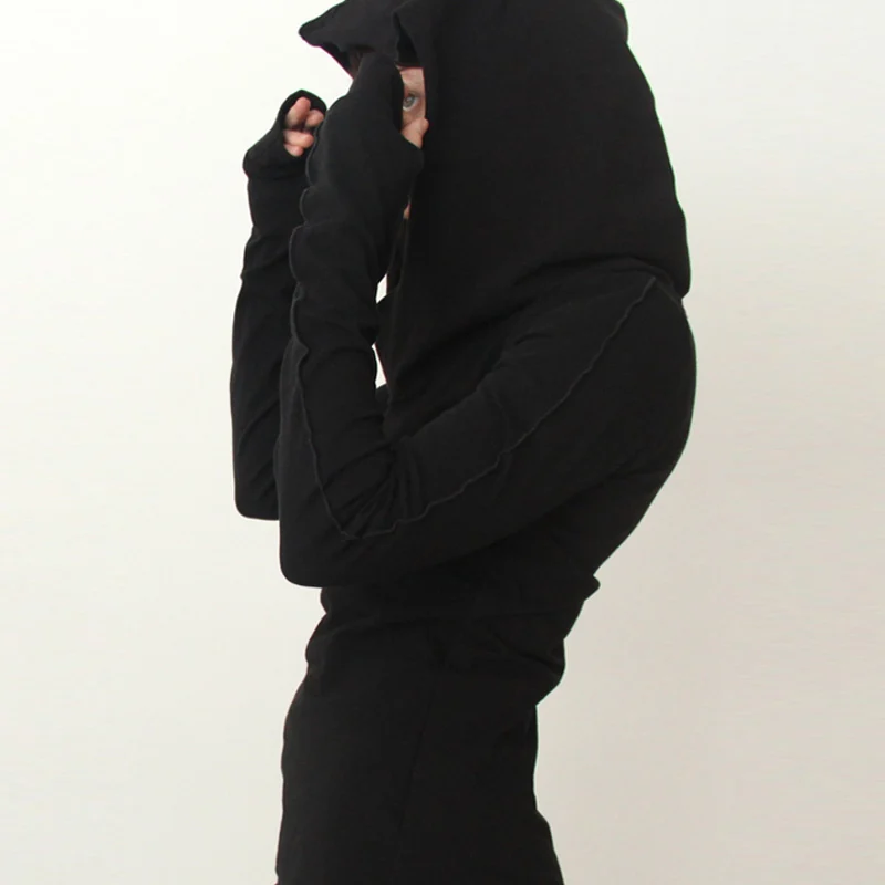 Женское осеннее платье с капюшоном пуловер с длинными рукавами облегающее черное минималистичное платье XIN