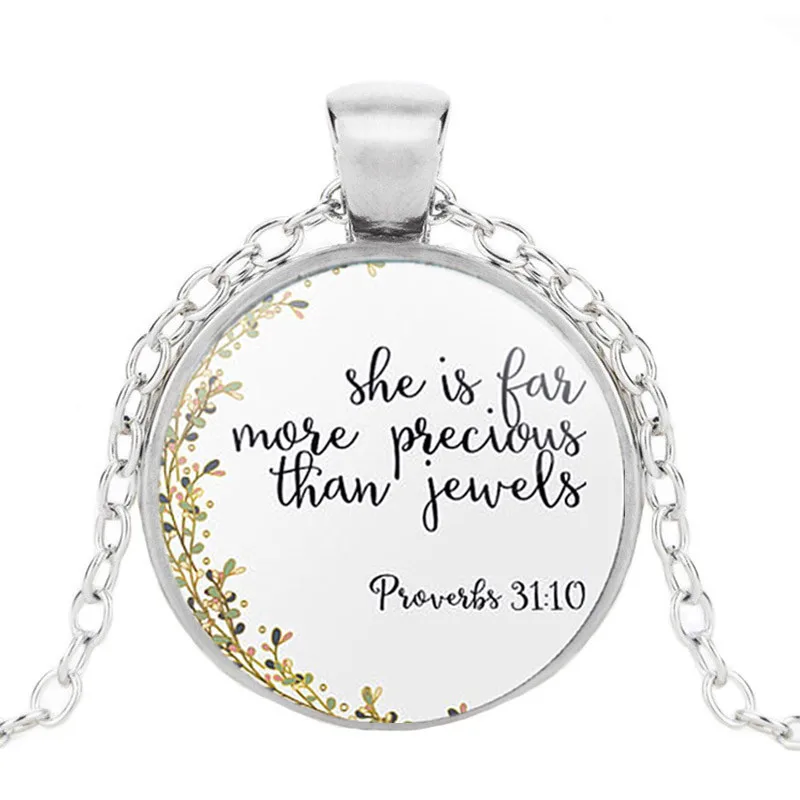 TM68 Silver Gold Bible Verse Necklace Pendant Scripture Christian