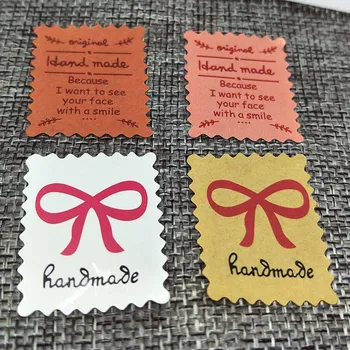 

self-adhesive label sticker Hand made & Red Heartlabel sticker Seal Gift Label DIY Thank You Label Sticker Thank Stamp Shape