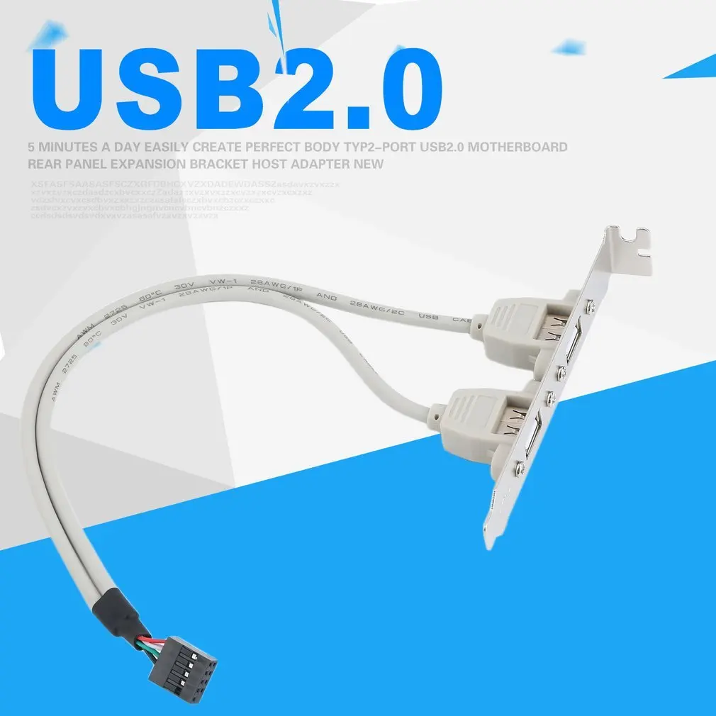 

Newest 2-Port USB2.0 Motherboard Rear Panel Expansion Bracket Host Adapter New