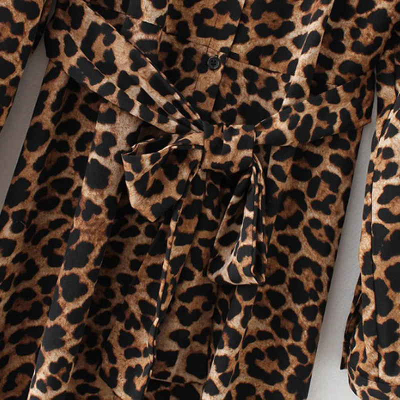 Женское платье с длинным рукавом Leopard подушечки для маникюра длиной до лодыжки