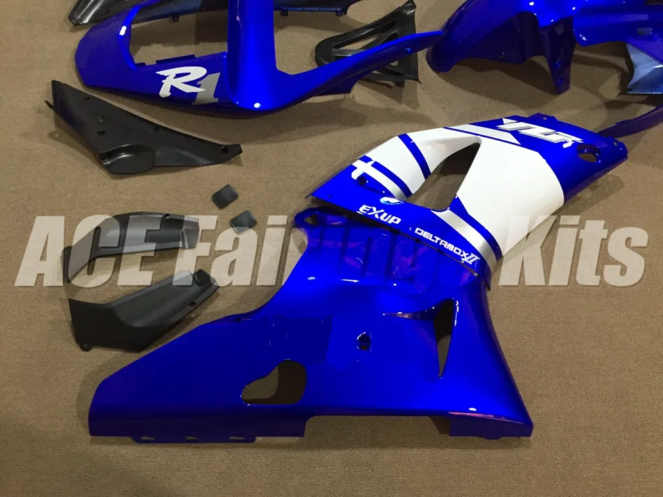 Обтекатели Наборы подходит для Yamaha YZF 1000 R1 00 01 YZF-R1 2000 2001 ABS Пластик Комплект обтекателя мотоцикла Капот Прохладный белого и синего цвета