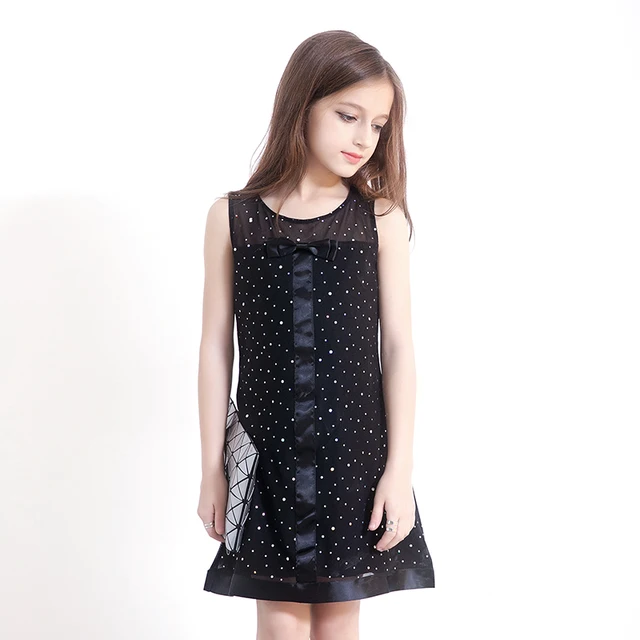 Spangly Dot Black Evening Dresses Kids Frock Designs Princess Girl Tutu