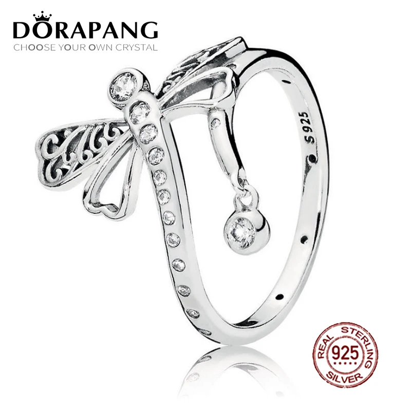 DORAPANG 2018 новый 100% 925 пробы серебро мечтательный Стрекоза кольцо ясно CZ обручальное