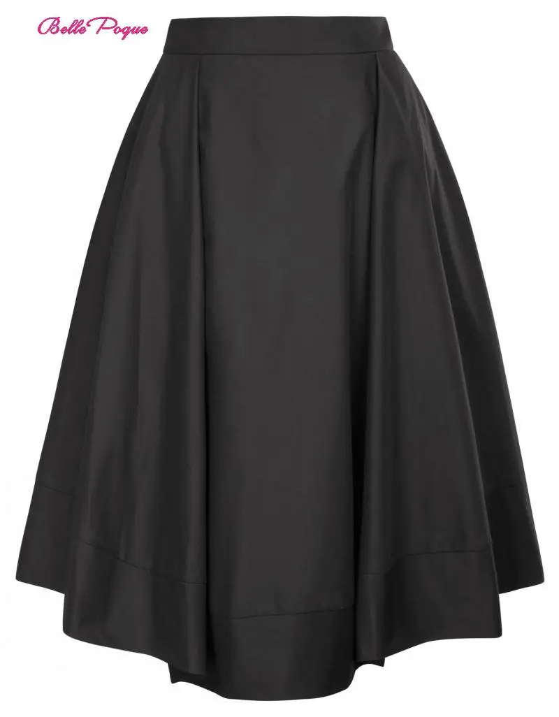 

Belle Poque Elastic Waist Textured Skirt Preppy Plain Fit and Flare A Line Skirts Women Autumn High Waist Short Minimalist Skirt