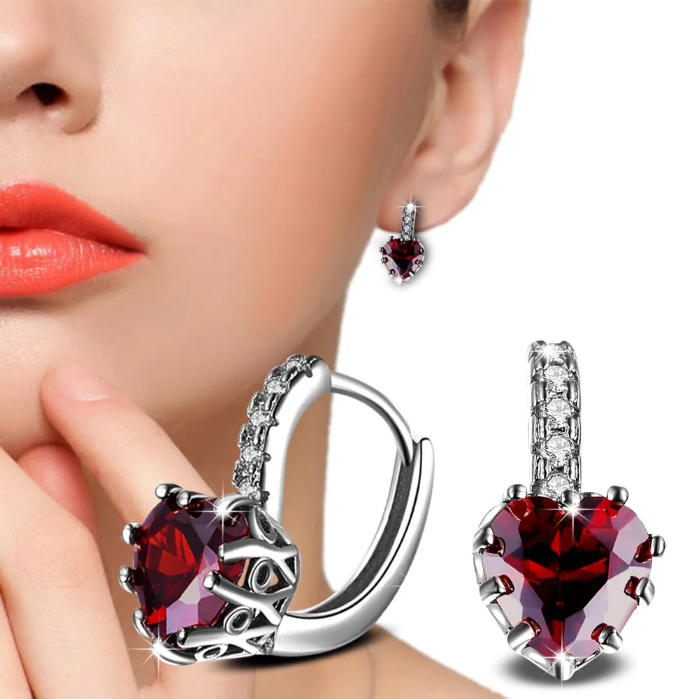 Серьги женские из серебра пробы с кристаллом | Украшения и аксессуары