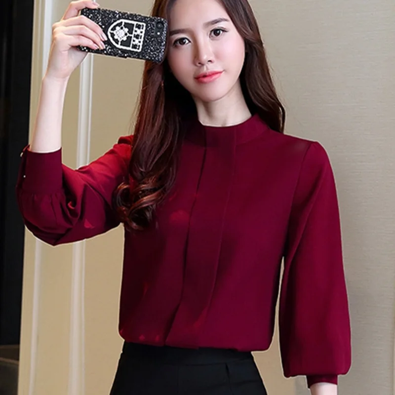2018 New Spring Women Blouse Long Sleeve Plus Size Chiffon Blouse Fashion Ladies Shirts Casual Blusa Feminino Lady Shirt 93j
