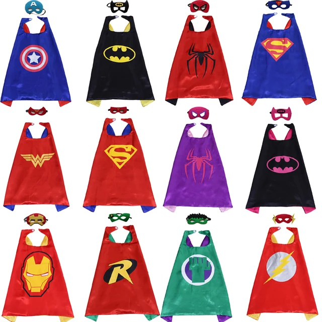 12set lot super hero mask batman cape superman the flash wonder