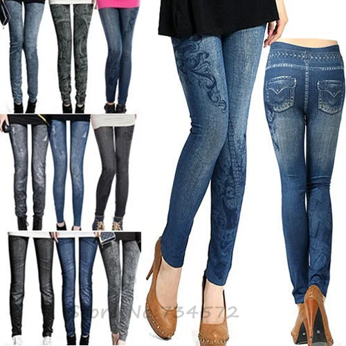

Full Styles Women Elastic Faux Legging Skinny Pencil Denim pants Jeans Woman Pants Leggingsjeans woman With Real Pictrue L-1484