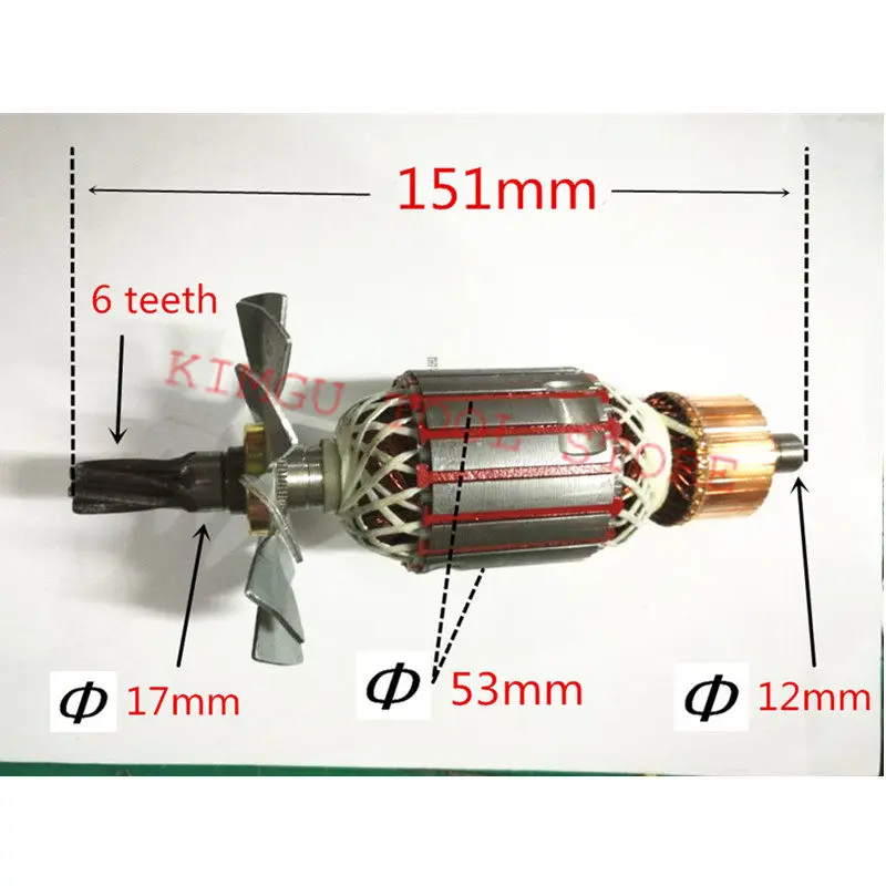 

AC 220-240V 6 teeth Armature Motor Replacement for HITACHI PH65A 65A 85A 75A 90A 95A Hammer Drill Rotor Engine Parts