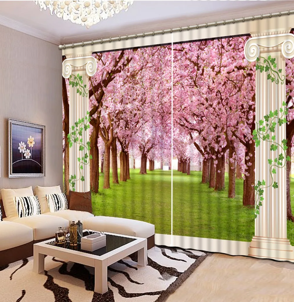 High quality Natural Beautiful roman scenery bedroom blackout curtains