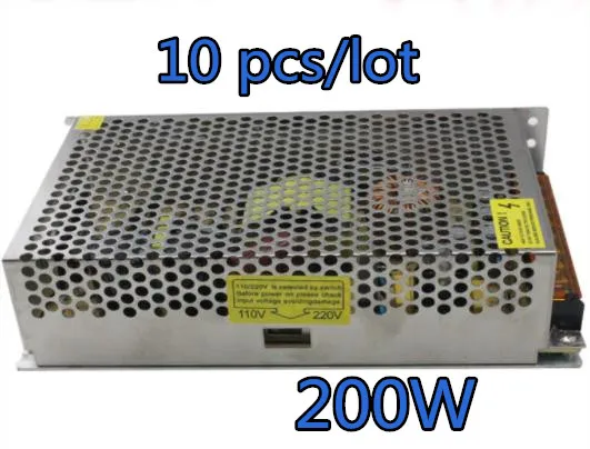 

10pcs/lot DC 12V High reliability Switch Power Supply Driver 200w power supply For LED Strip Light Display Universal AC input