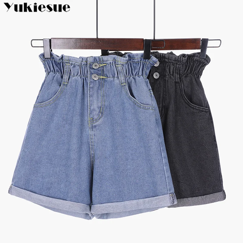 

2019 Plus Size High Waist Denim Shorts Women Casual Summer Jeans Short Elastic Waist Kawaii Ladies Shorts Femme LARGE size 5xl