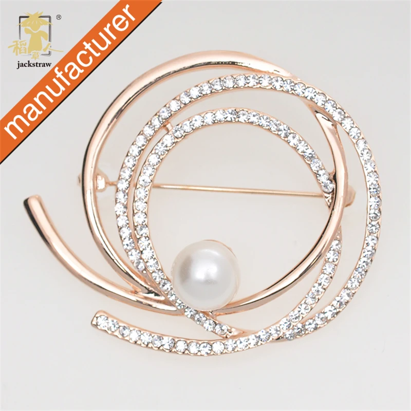 Fashion design brooches handmade rhinestone pearl jewelry pin for