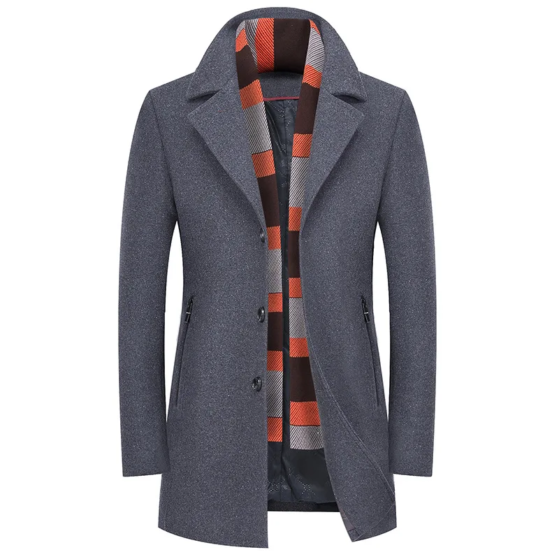 BOLUBAO мужское зимнее шерстяное пальто, мужское Новое однотонное теплое плотное приталенное шерстяное пальто, шерстяное бушлат, мужской Тренч, пальто - Цвет: Gray