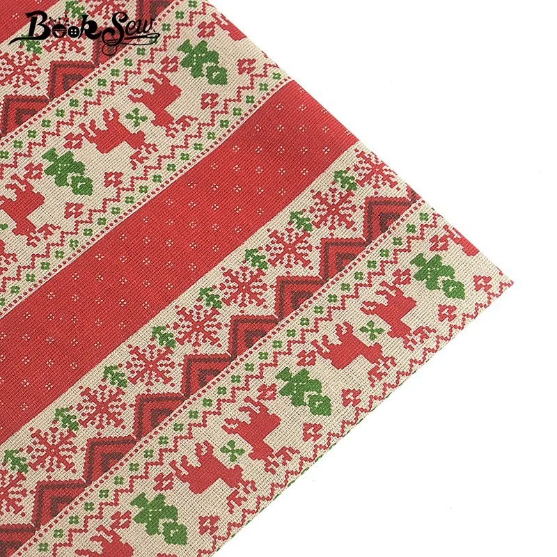 Booksew красный хлопок льняная ткань Merry Christmas ткань Telas Por Metro Tissu DIY Ручная работа домашняя скатерть сумка занавеска подушка
