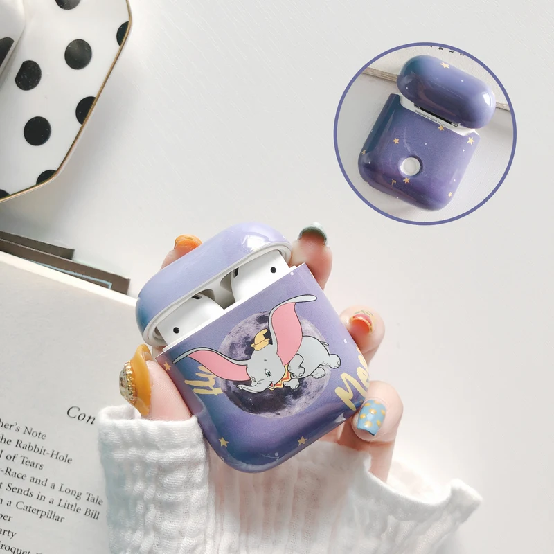 Fashion Headphone Hard Cover Cute Cartoon Dumbo Earphone Case For Apple AirPods 1 2 Wired Charging Box Accessories Cases Bag