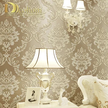 Luxury Modern Metallic 3D Damask Vinyl Wallpaper Wall Paper Bedroom Living Room Wallpapers Roll Beige,CreamRed,Brown 1